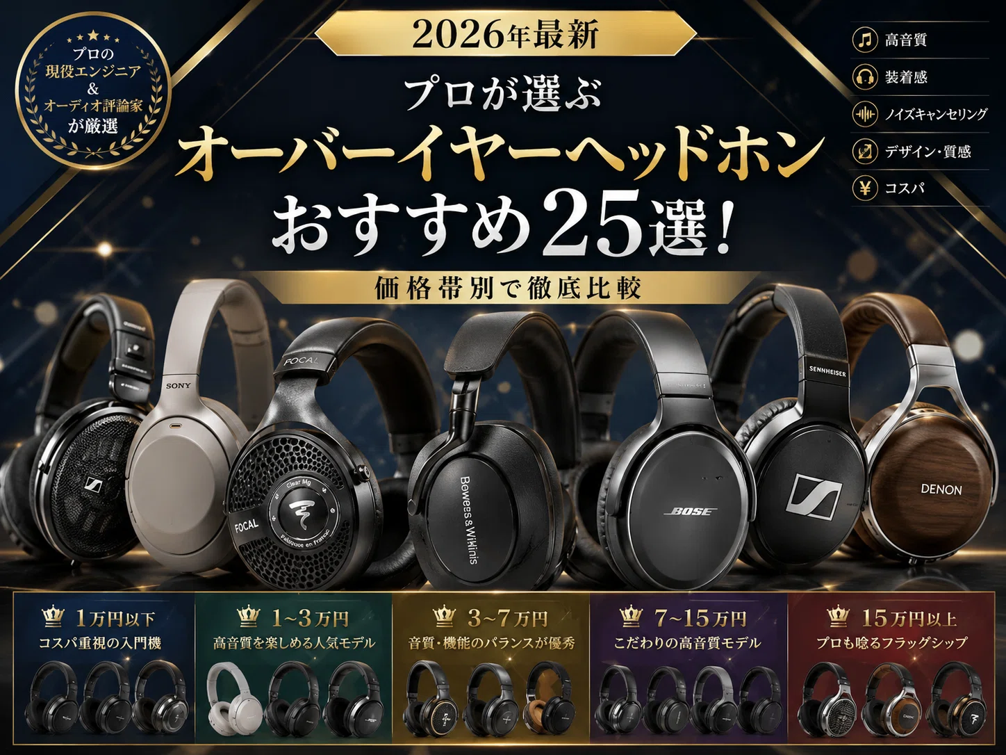 2026年最新】プロが選ぶオーバーイヤーヘッドホンおすすめ25選！価格帯