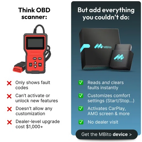 MBito OBD：メルセデスCarPlay、AMGテーマ、隠し機能のロックを解除
