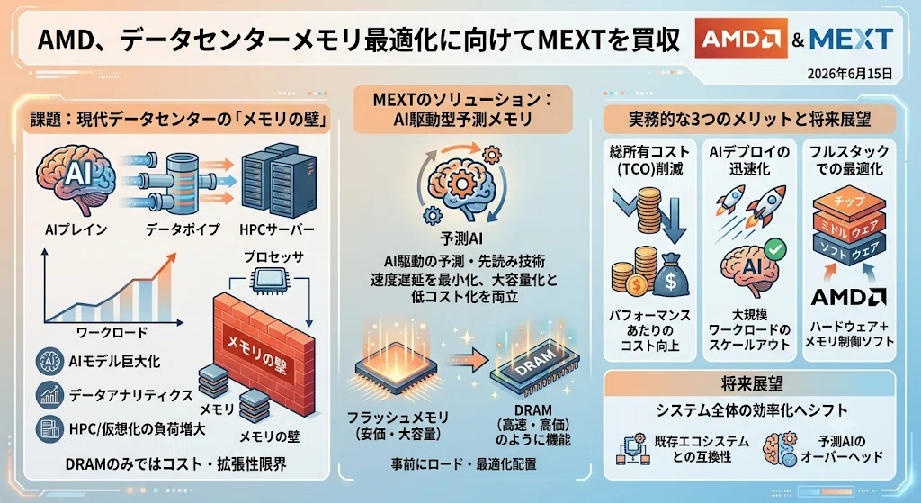技術解説】AMDがメモリ最適化の「MEXT」を買収。AI時代のデータ