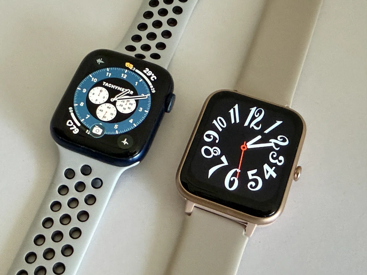 GRV FC1スマートウォッチとAppleWatchを並べて比較
