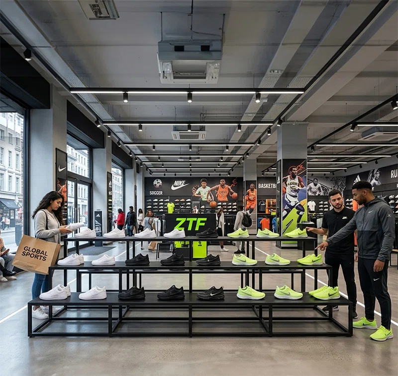 スニーカーを単品展示できる黒色アイアンスタンドユニット｜誉PRINTING