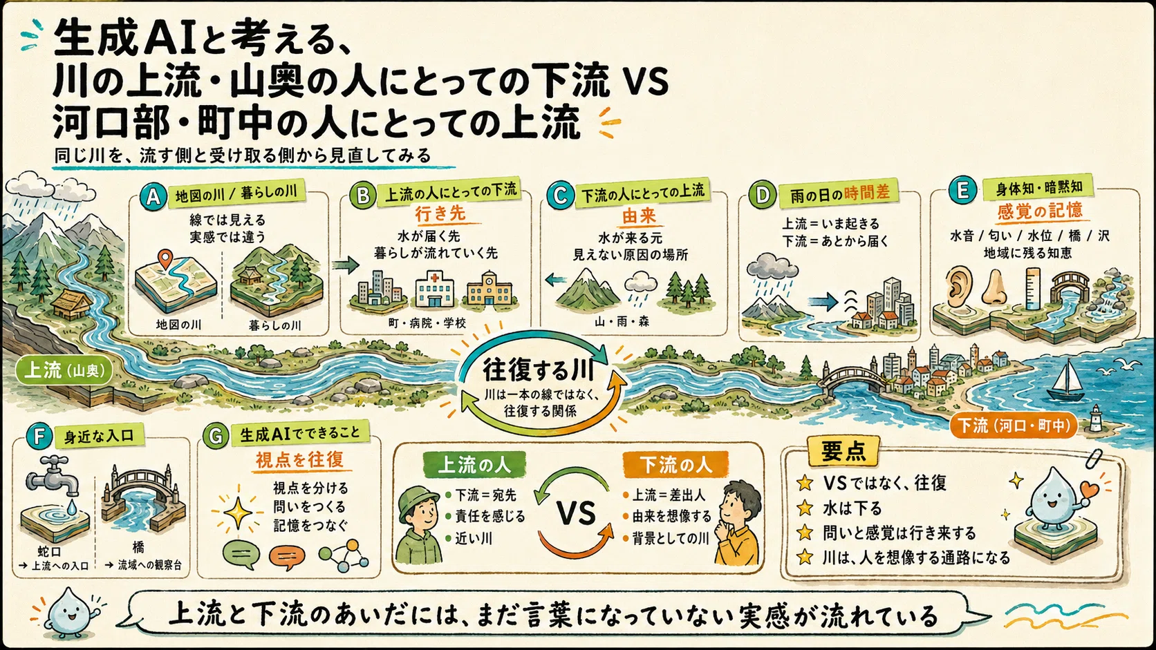 AIさん🤖と考える】川の上流・山奥の人にとっての下流 VS 河口部・町中