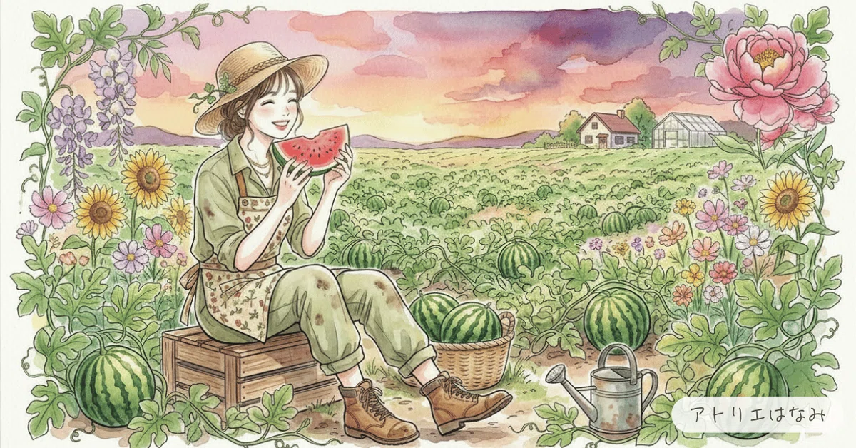 リンクウェアフリー素材・スイカ畑