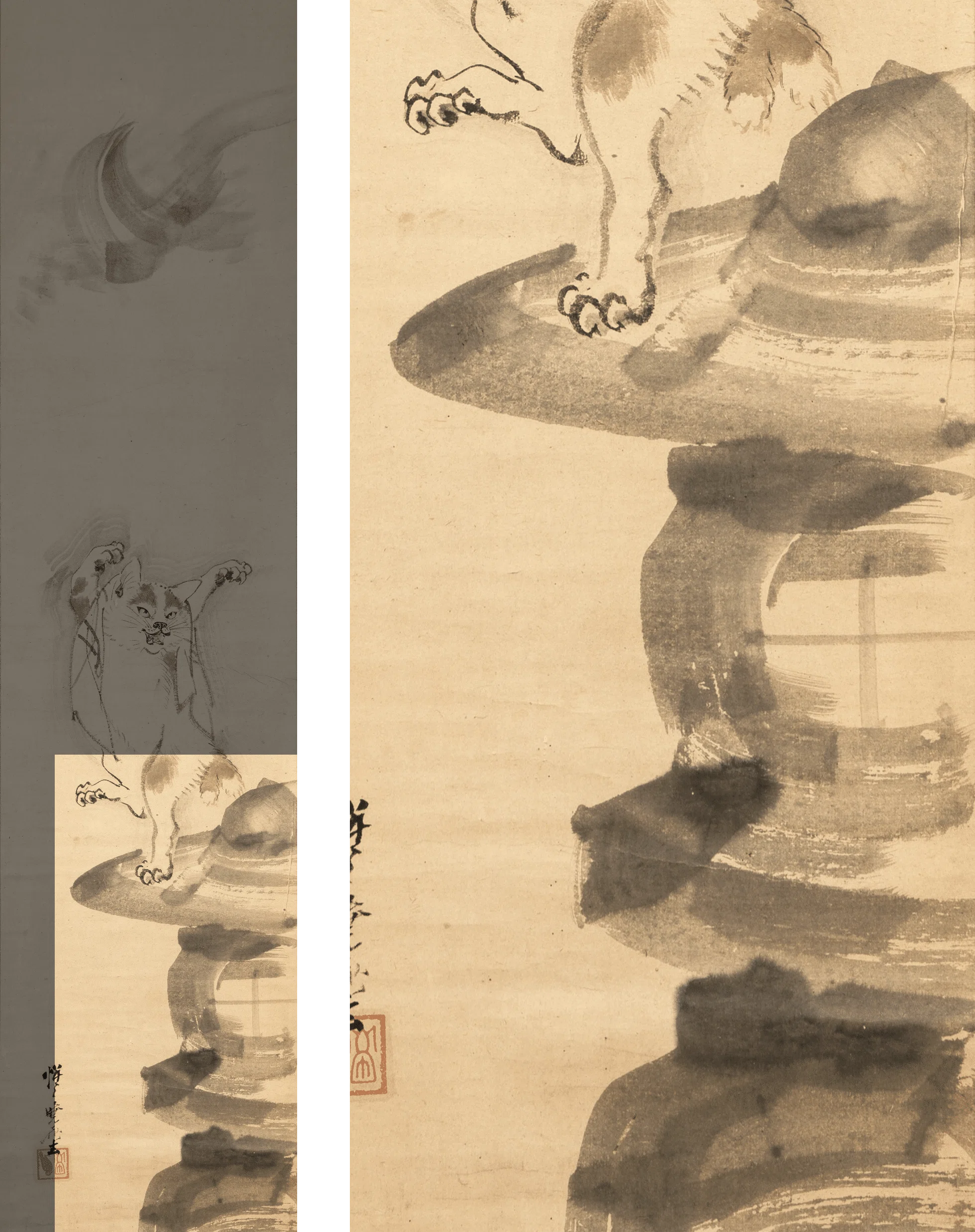河鍋暁斎の世界」展出品作⑦暁斎《猫又図》明治4-22年（1871-89年