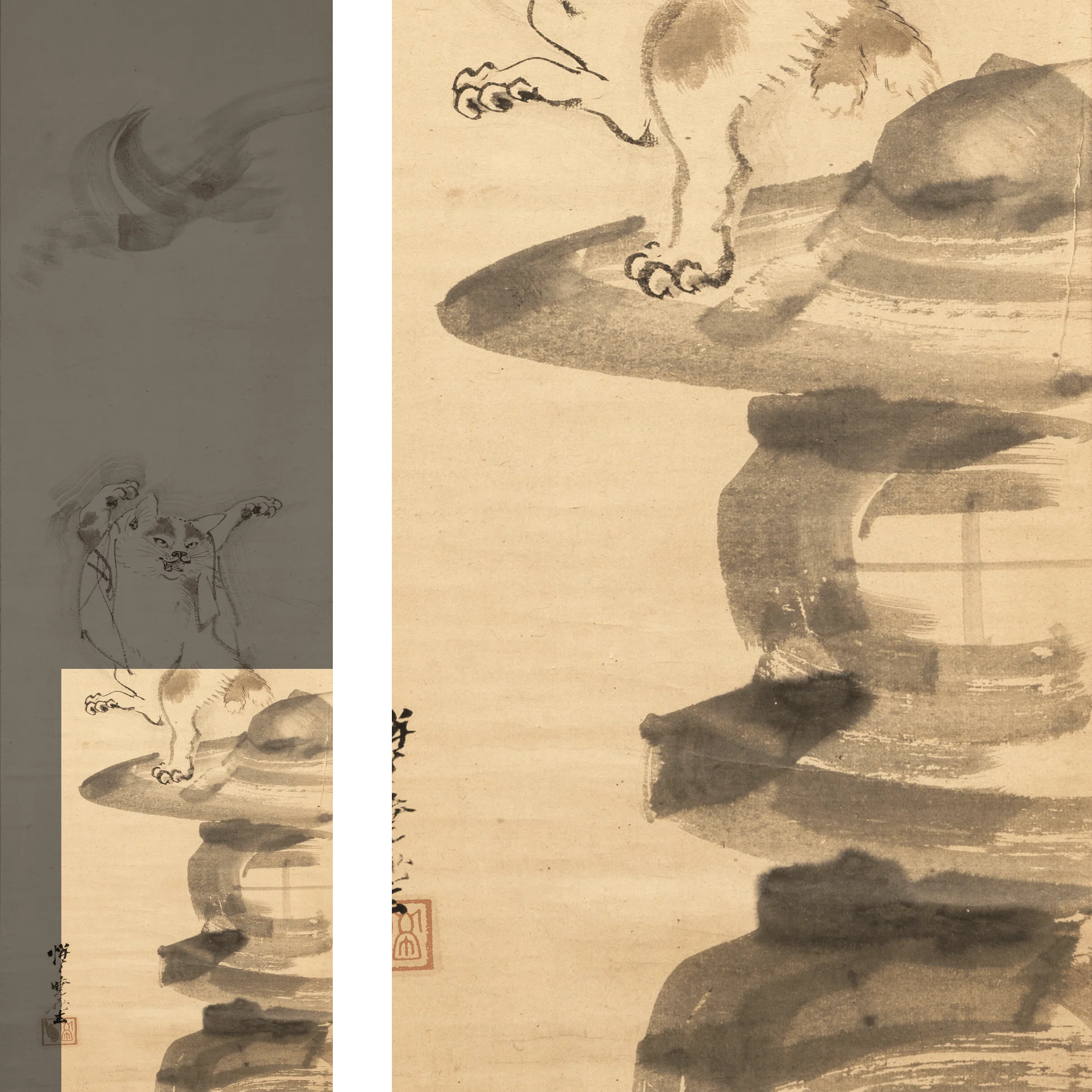 河鍋暁斎の世界」展出品作⑦暁斎《猫又図》明治4-22年（1871-89年