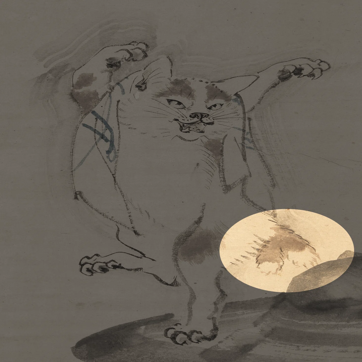 河鍋暁斎の世界」展出品作⑦暁斎《猫又図》明治4-22年（1871-89年