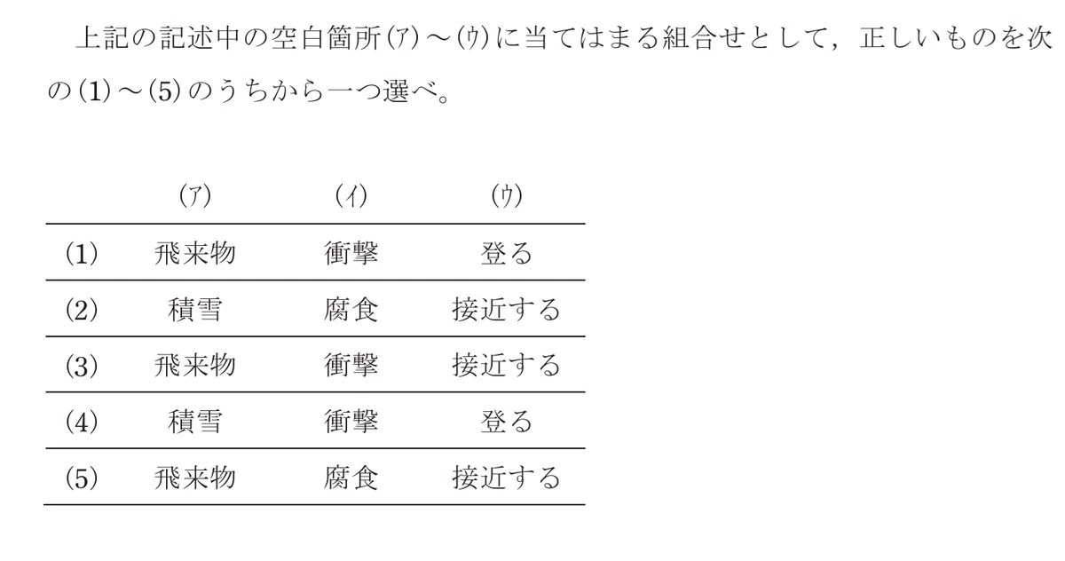 令和7年度 上期 第3種 法規 問5-解答群