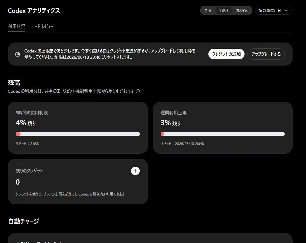 CodexのリセットはWebにはなくて、アプリにだけあった｜ishizakahiroshi