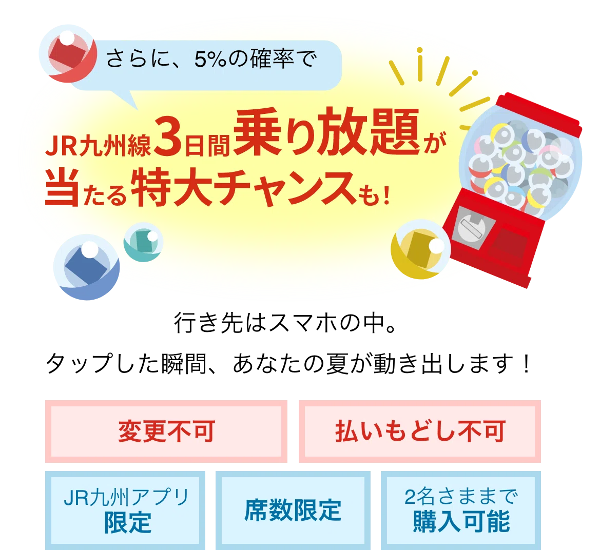 博多・熊本・鹿児島発！1回5,000円の「九州アプリくじきっぷ」で 