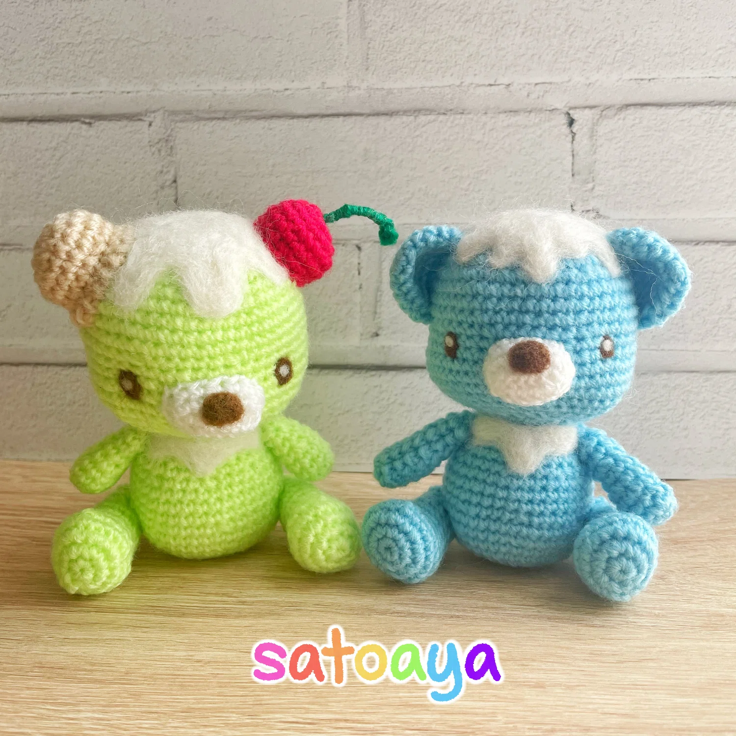 ハンドメイド 編みぐるみ 『ドリンクマ』シリーズ 『クリームソーダ
