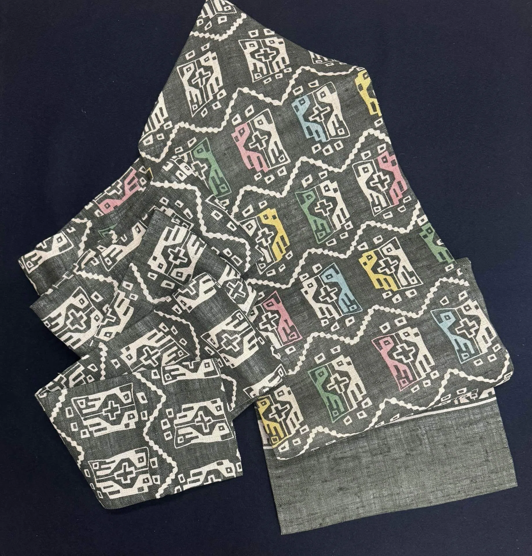 栗山吉三郎製モダン麻名古屋帯｜夢吉きもの