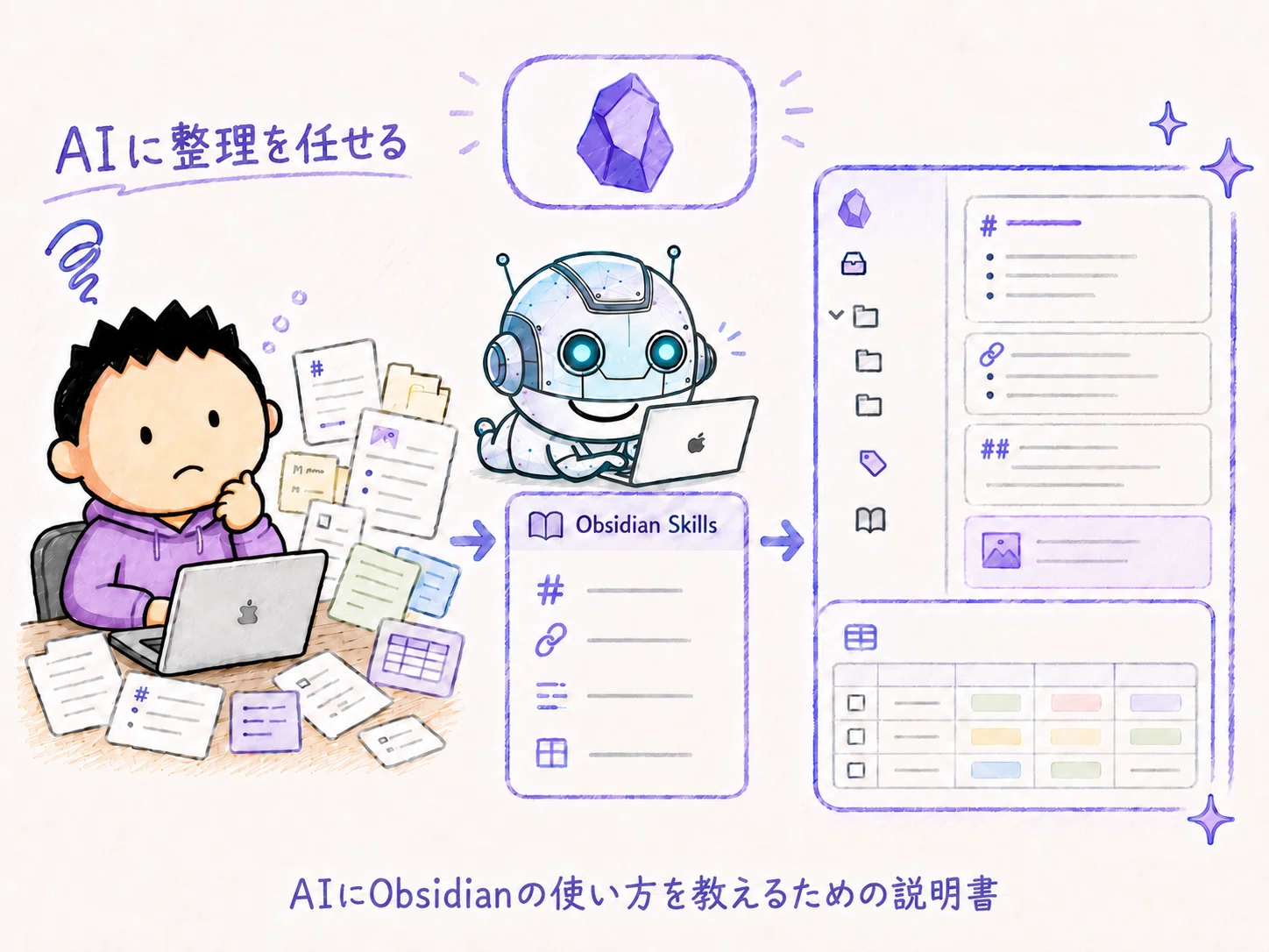 Obsidian Skills入門】整形もDB化も！散らかったメモをAIでスッキリ