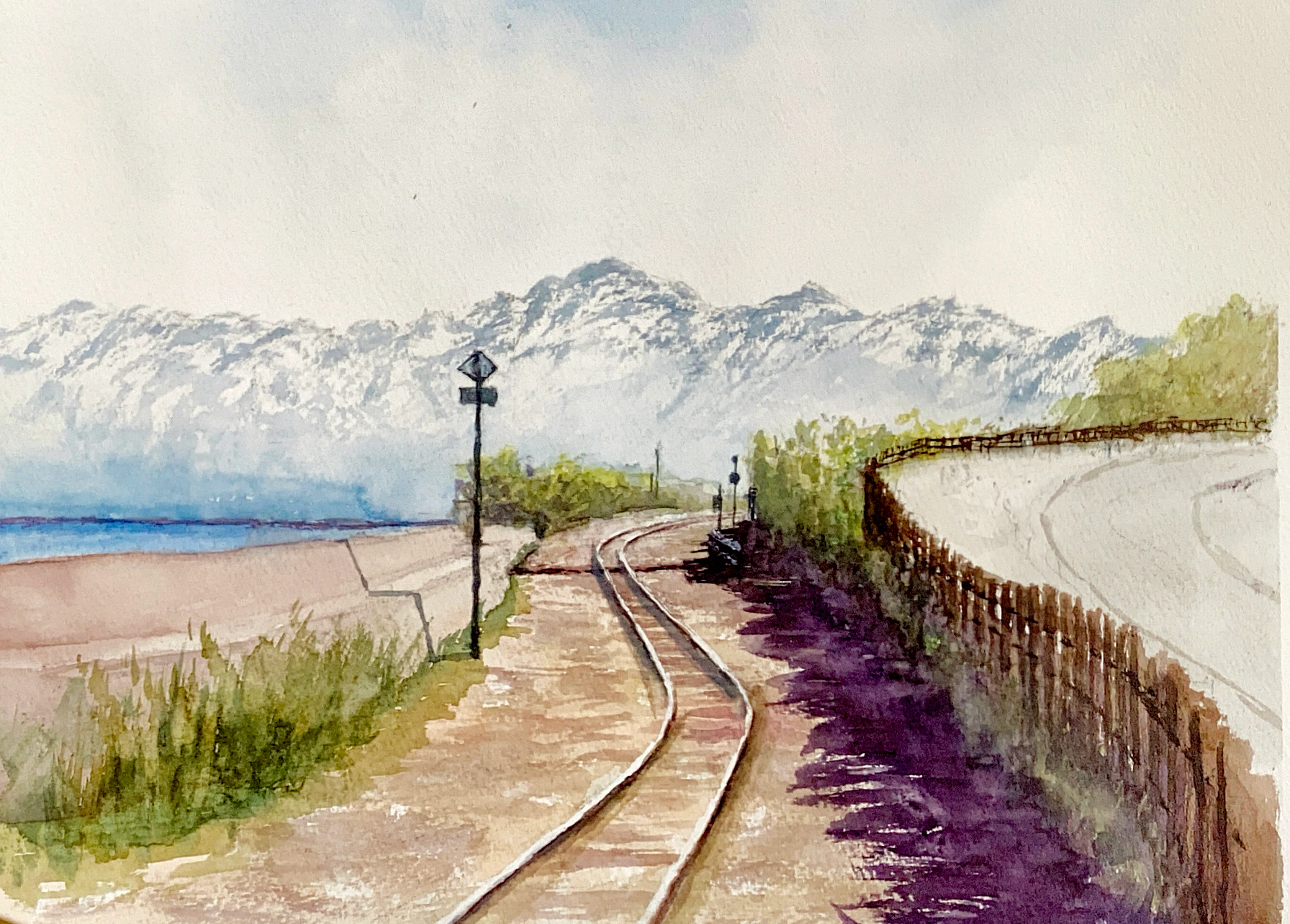水彩画177】旅の思い出：氷見線と立山連峰② ｜tatatotoya