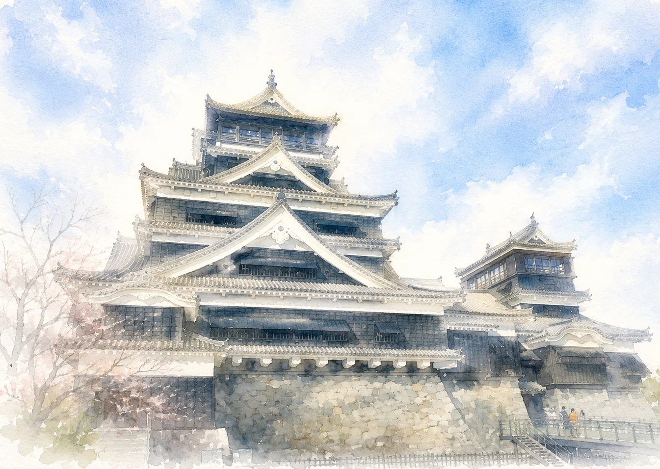 水彩画と御城印で巡る 日本の名城 44 外様大名の城 ― 熊本城、平戸城