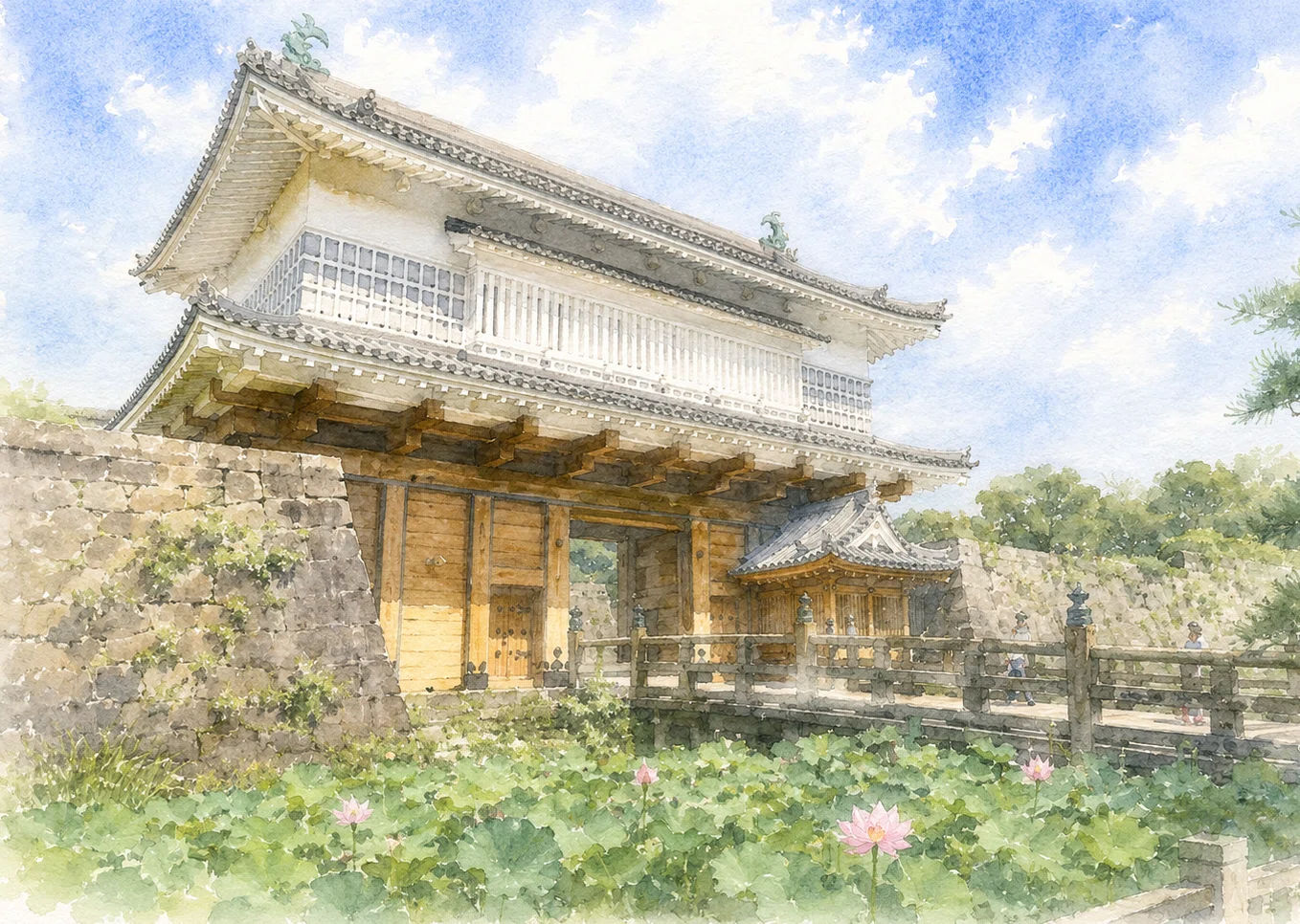 水彩画と御城印で巡る 日本の名城 44 外様大名の城 ― 熊本城、平戸城