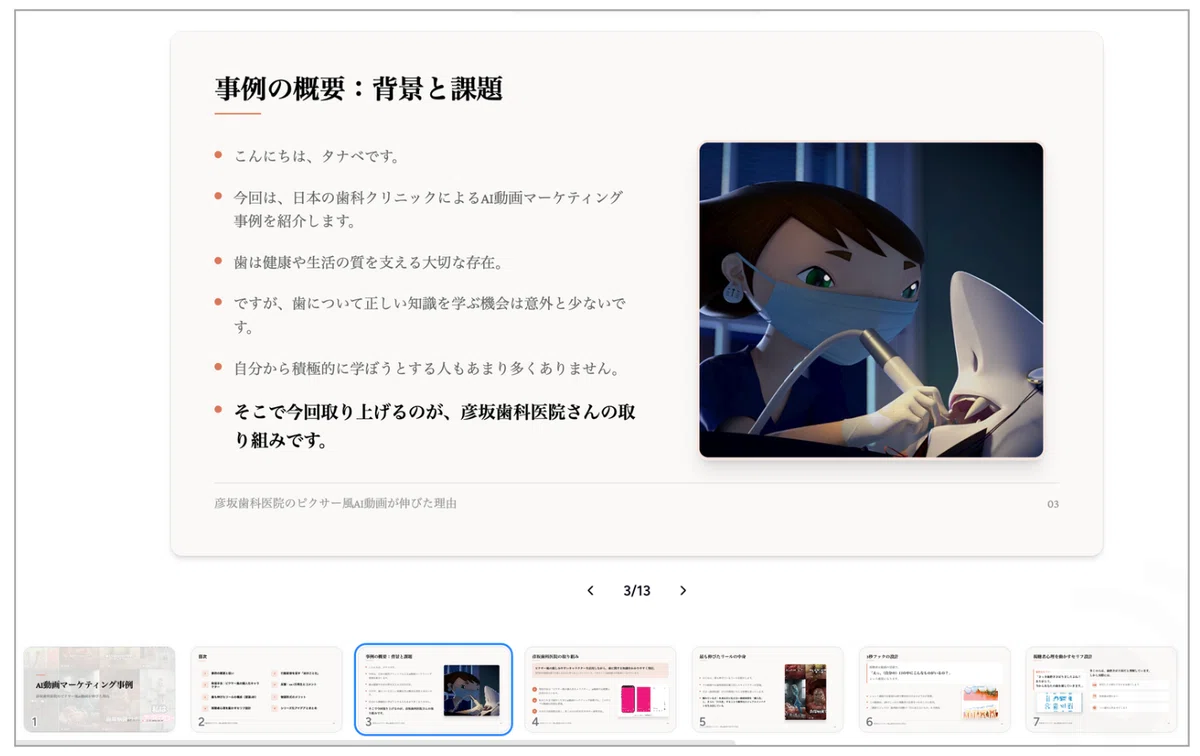 「URLからスライドへ」で生成したスライド