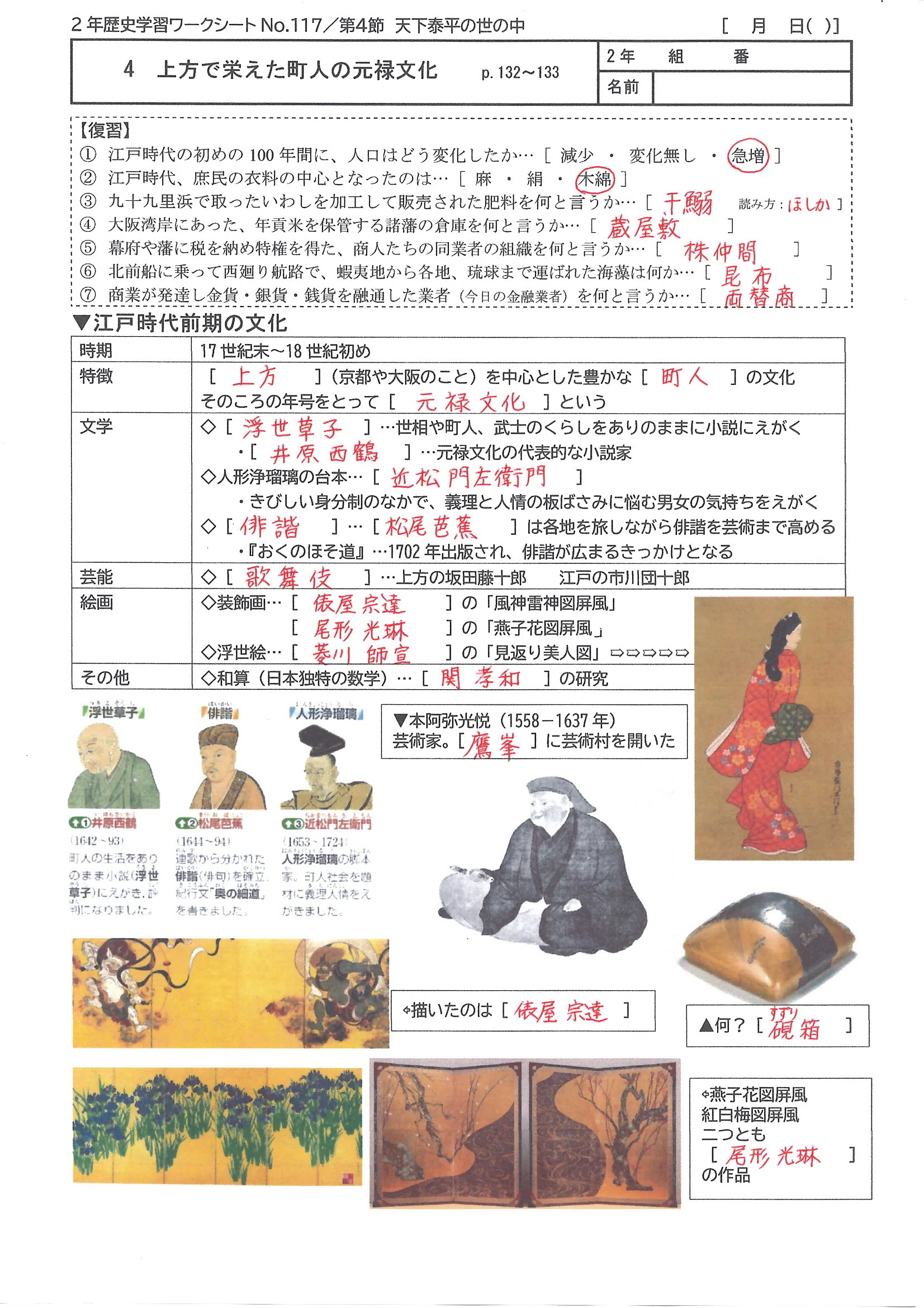 上方で栄えた町人の元禄文化 ｜ツジケンの社会科BOX