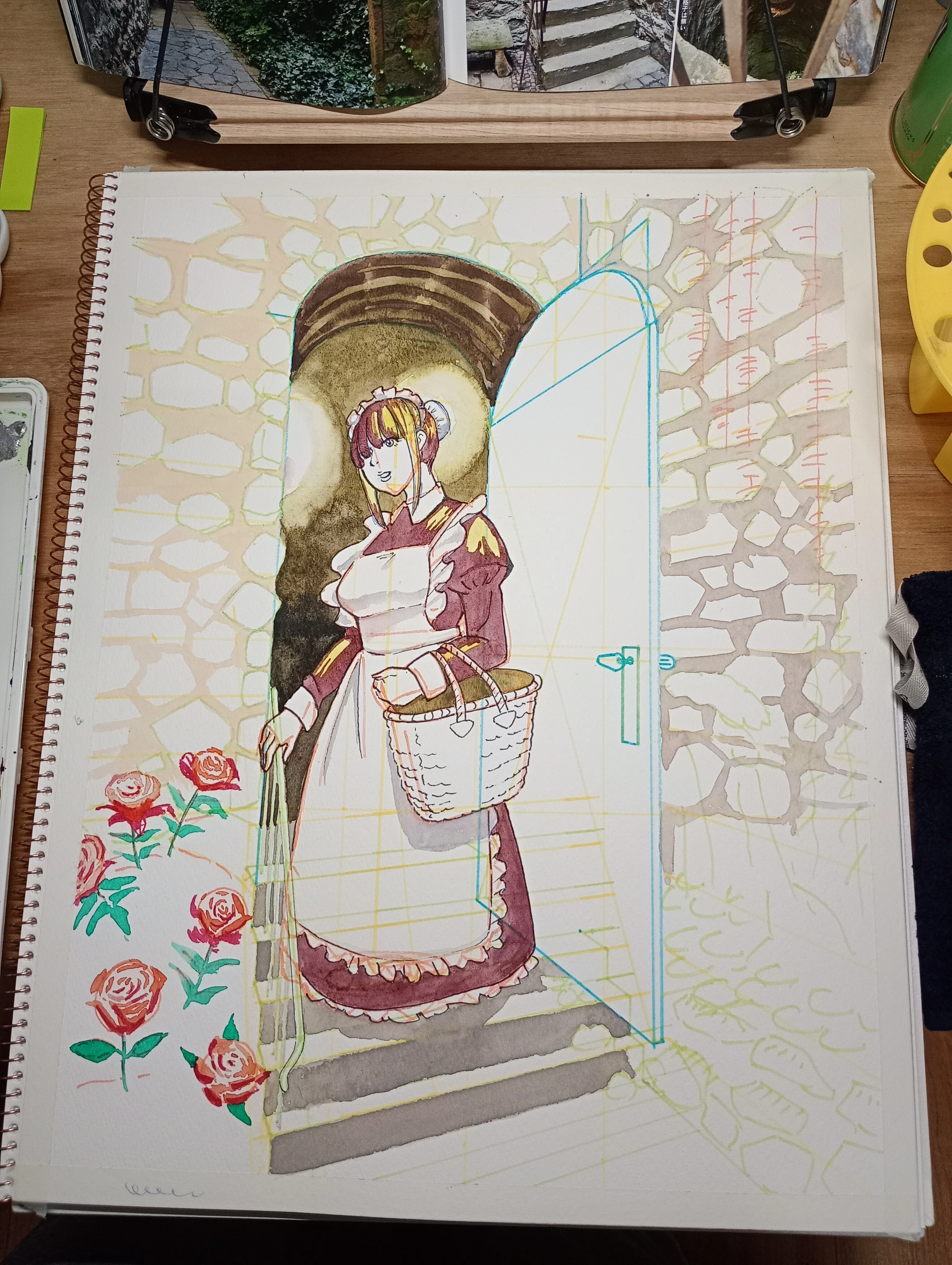メイドさん1】おでかけ｜独学水彩画、がんばる馬場香月