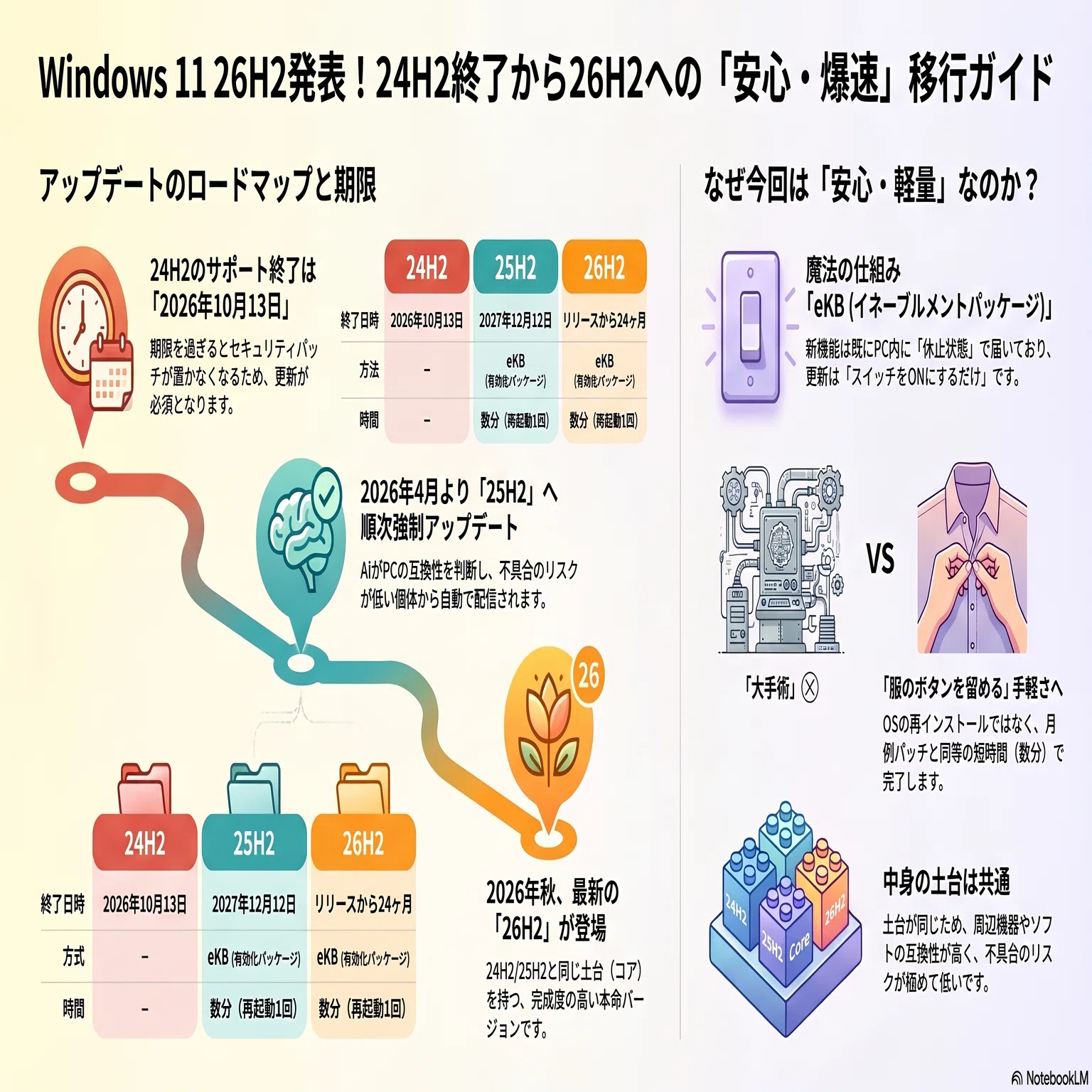 Windows 11最新26H2発表！】26H2の仕組みと今やるべき対策（24H2終了