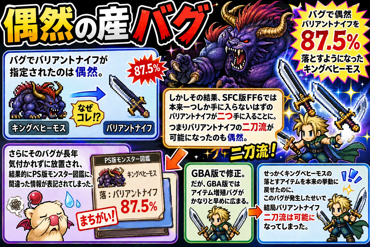 SFC版FF6】バグで偶然バリアントナイフを87.5%落とすようになった 