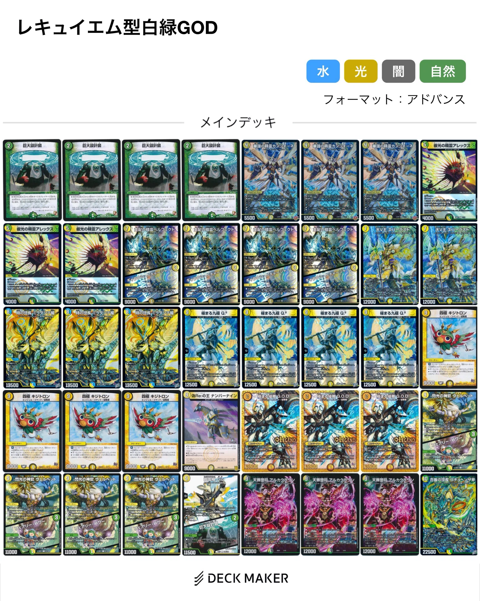 【攻略ノート付き】デュエマ 光デッキ Ω5／個人制作・一点物 デッキ紹介】レキュイエム採用白緑G.O.D.のすゝめ｜torakon