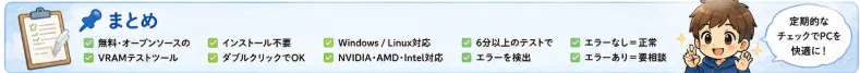 VRAMが壊れていないか確認できる。無料ツール「memtest_vulkan」の使い方と結果の読み方｜しゃり