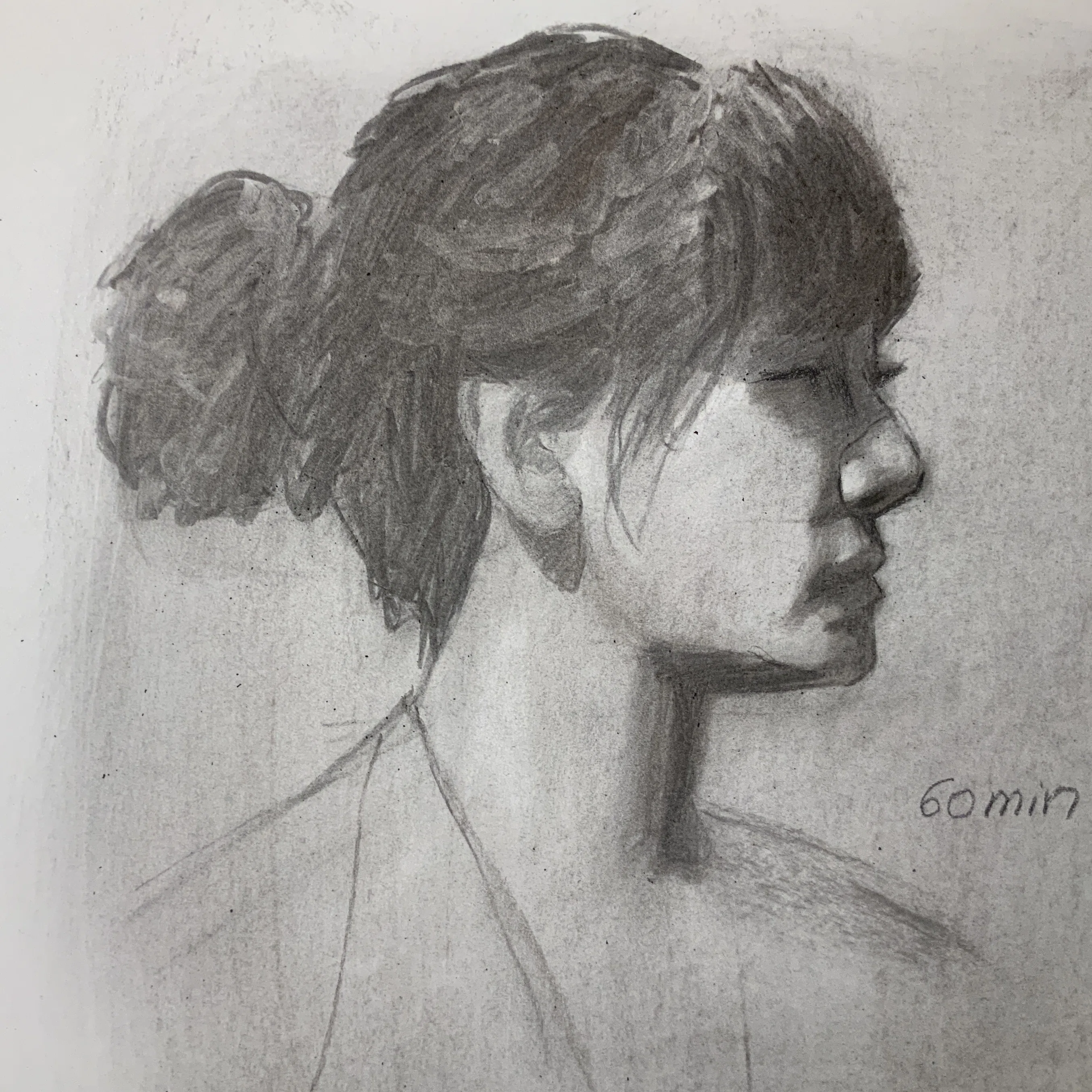 人物スケッチ Raw Umber Studios 58 女性の横顔を60分で描く｜なお