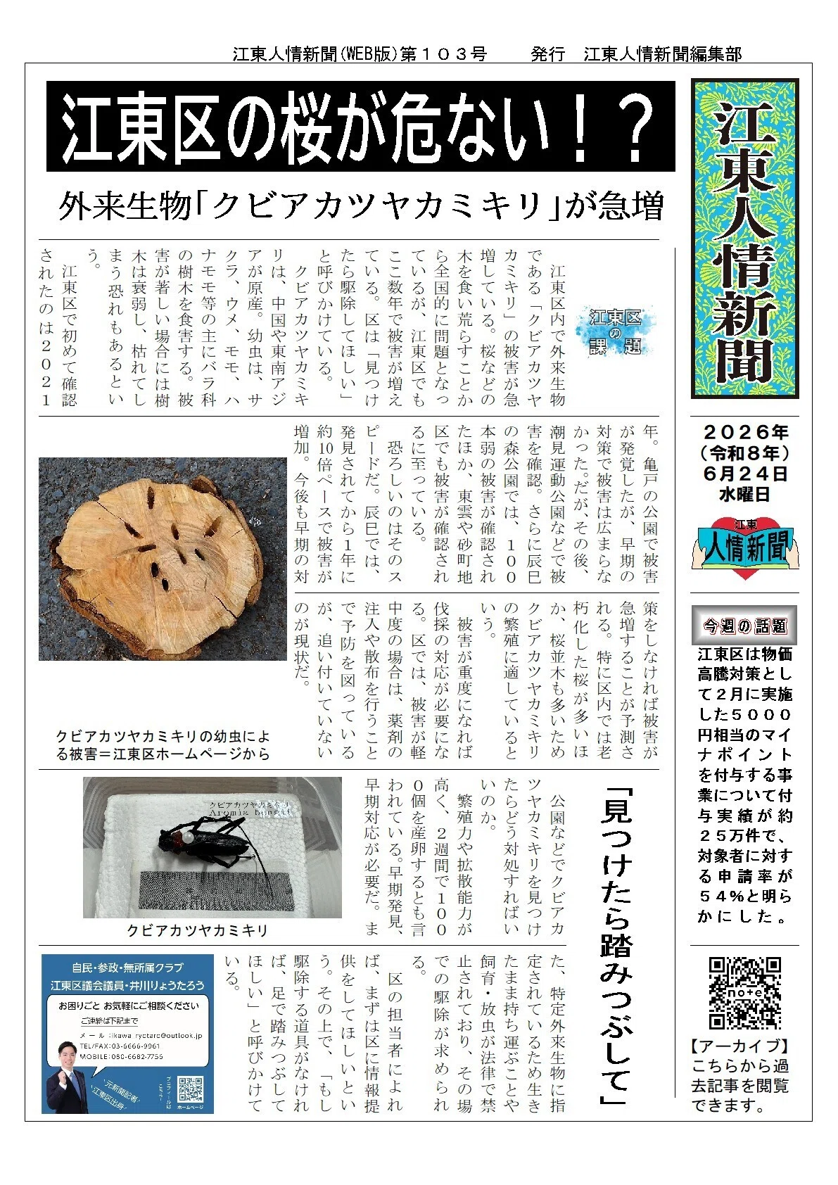 江東区の桜が危ない！？外来生物が急増（江東区の課題）｜江東人情新聞