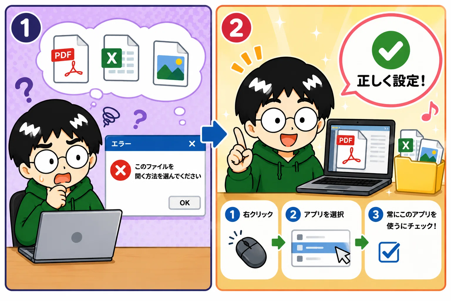 認識できないファイル形式を解決！安全な拡張子の関連付け設定｜中古