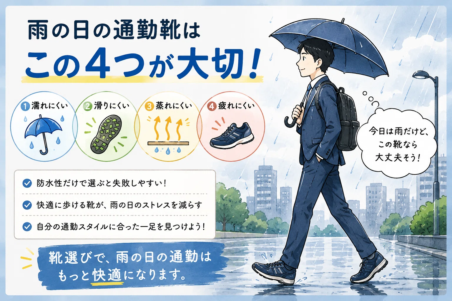 雨の日の通勤靴おすすめ5選｜靴業界20年のシューフィッターが本気で