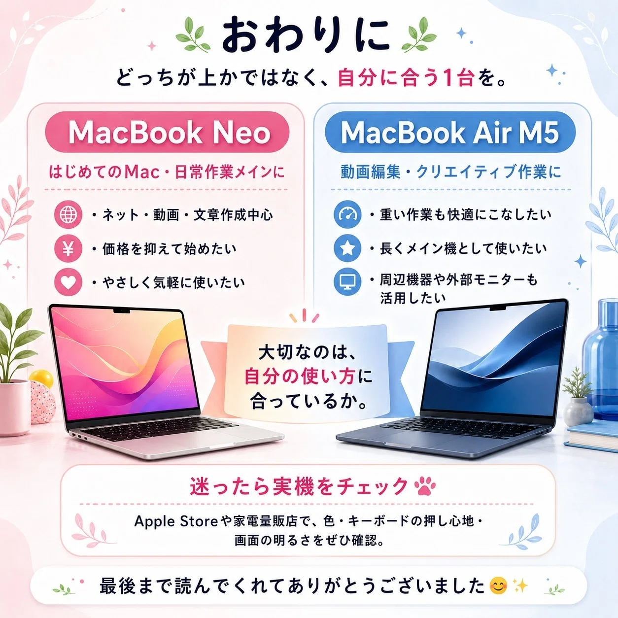 【限定１台】MacBook Air ノートパソコン 高速SSD 事務作業などに 💻【2026年版】MacBook NeoとMacBook Air、あなたにぴったりなのは