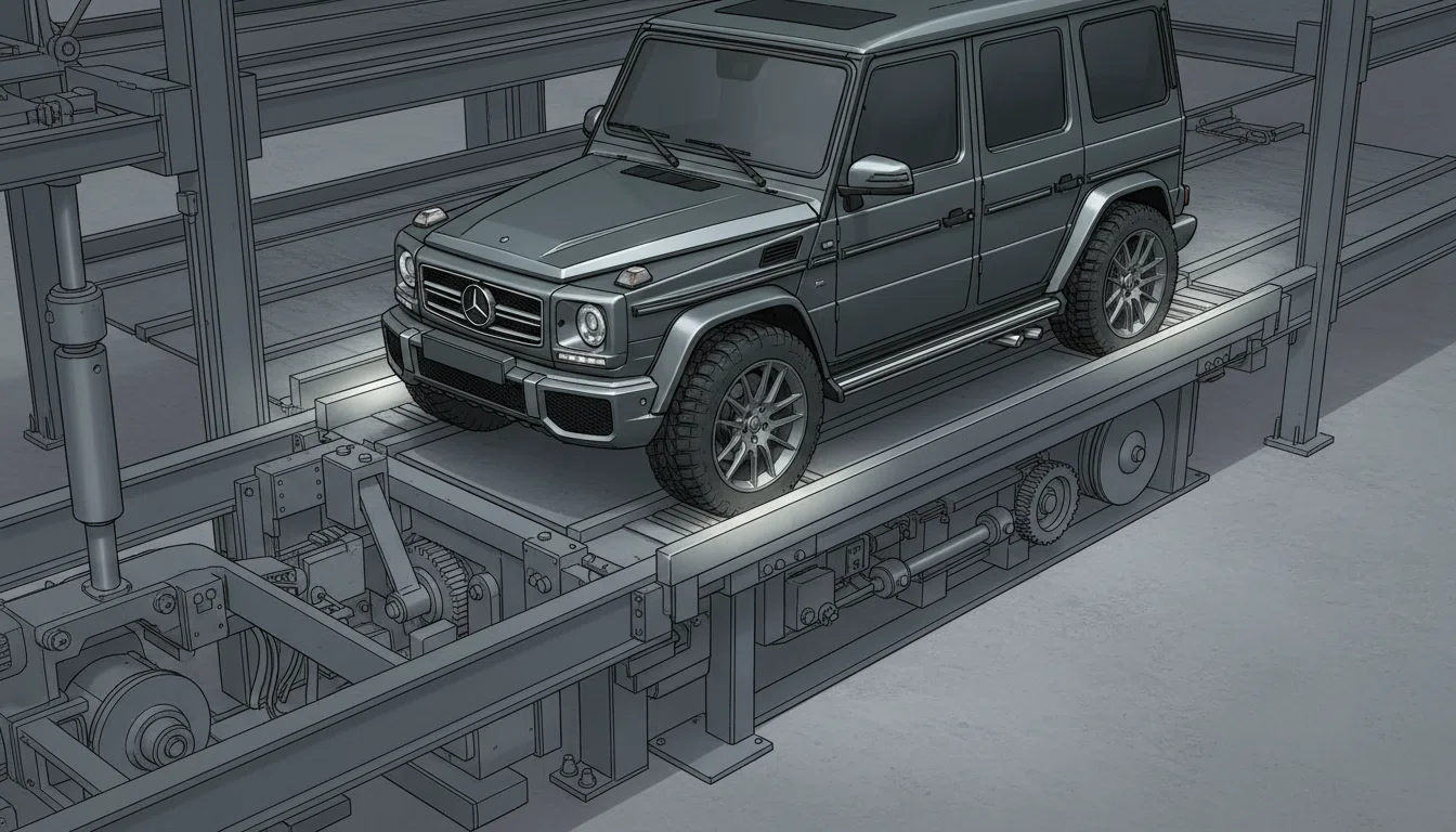 機械式駐車場のパレット幅とGクラスのタイヤ外幅の関係図