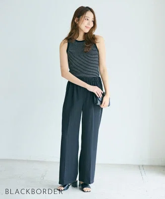 Tシャツより少し整えて見せたい日に着やすい、BASEMENT onlineのアメスリリブニットを使った夏のノースリーブコーデ