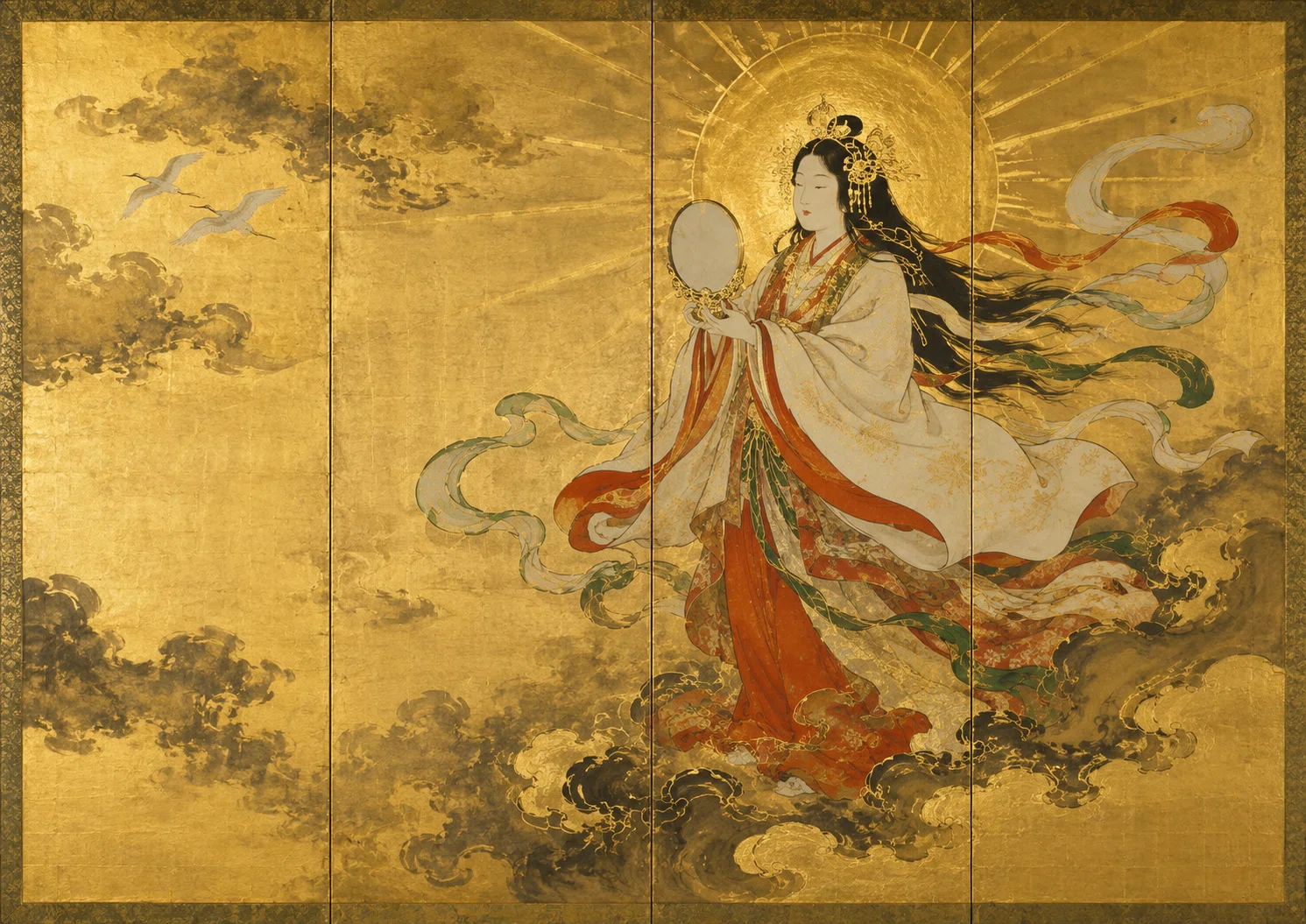 AIの無駄遣い】俵屋宗達・尾形光琳の金屏風画像生成プロンプト｜く