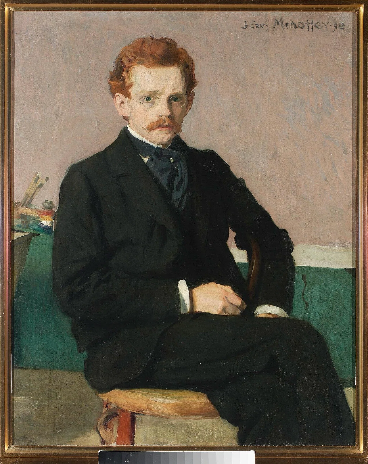 骨董品　絵画　1点物　1892年　ポーランド画家　メホッフェル ユゼフ・メホフェル 分割統治下のポーランドが生んだ総合芸術家｜ten