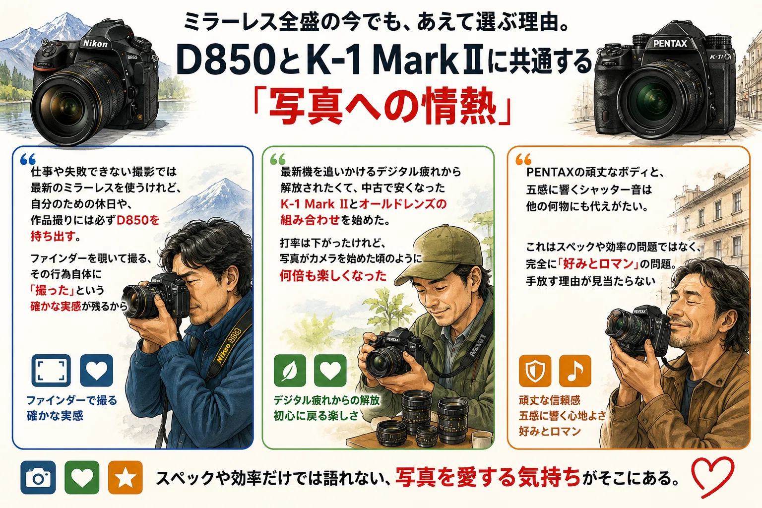 NikonD850とPENTAXK-1MarkIIを徹底比較！中古の評価や口コミレビュー