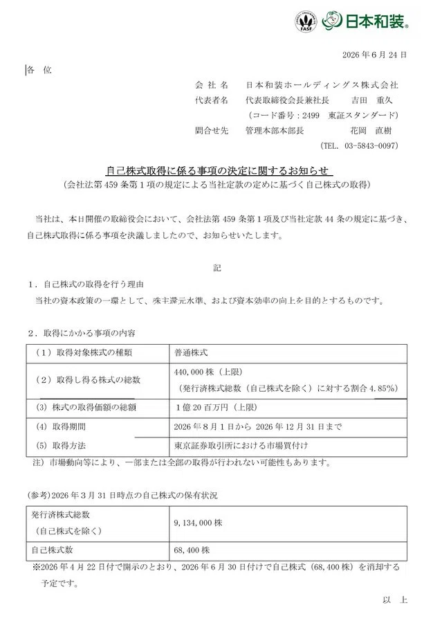 2026年6月24日 今日の気になる株速報（アスカ、ニデック、セイワ