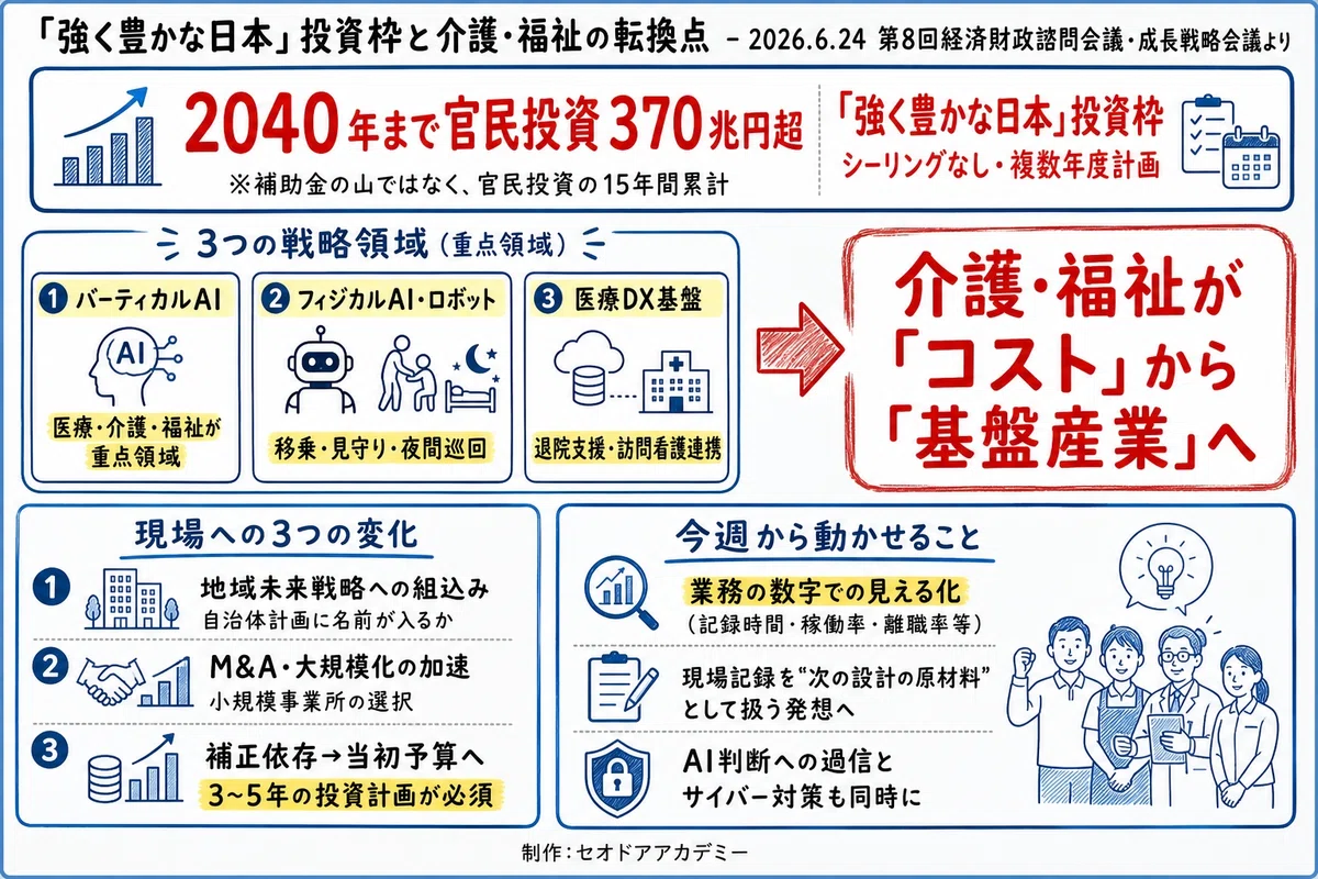 見えてきた”骨太の方針2026” 370兆円投資の裏で、介護・福祉の現場記録が「成長資源」になった日：経済財政諮問会議・日本成長戦略会議合同