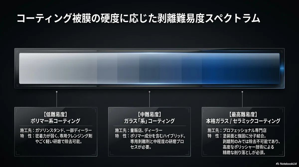 コーティングタイプ別の剥離難易度