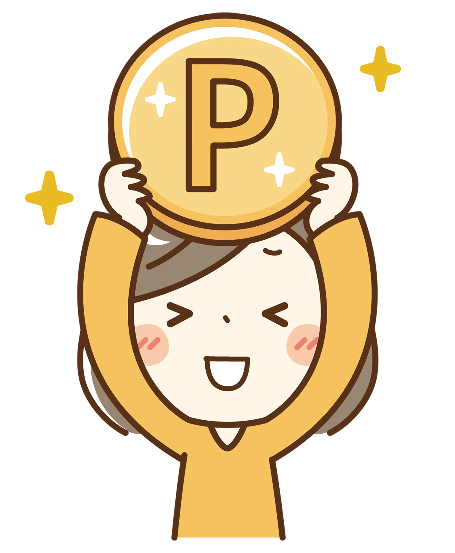 ポイントを持って喜ぶイラスト