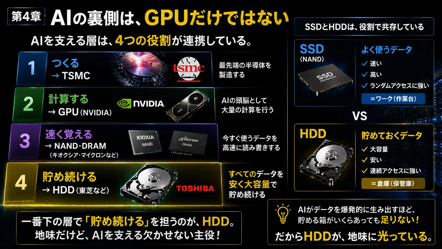 東芝の「オワコン」と言われたHDD（ハードディスク）が、AI時代の意外
