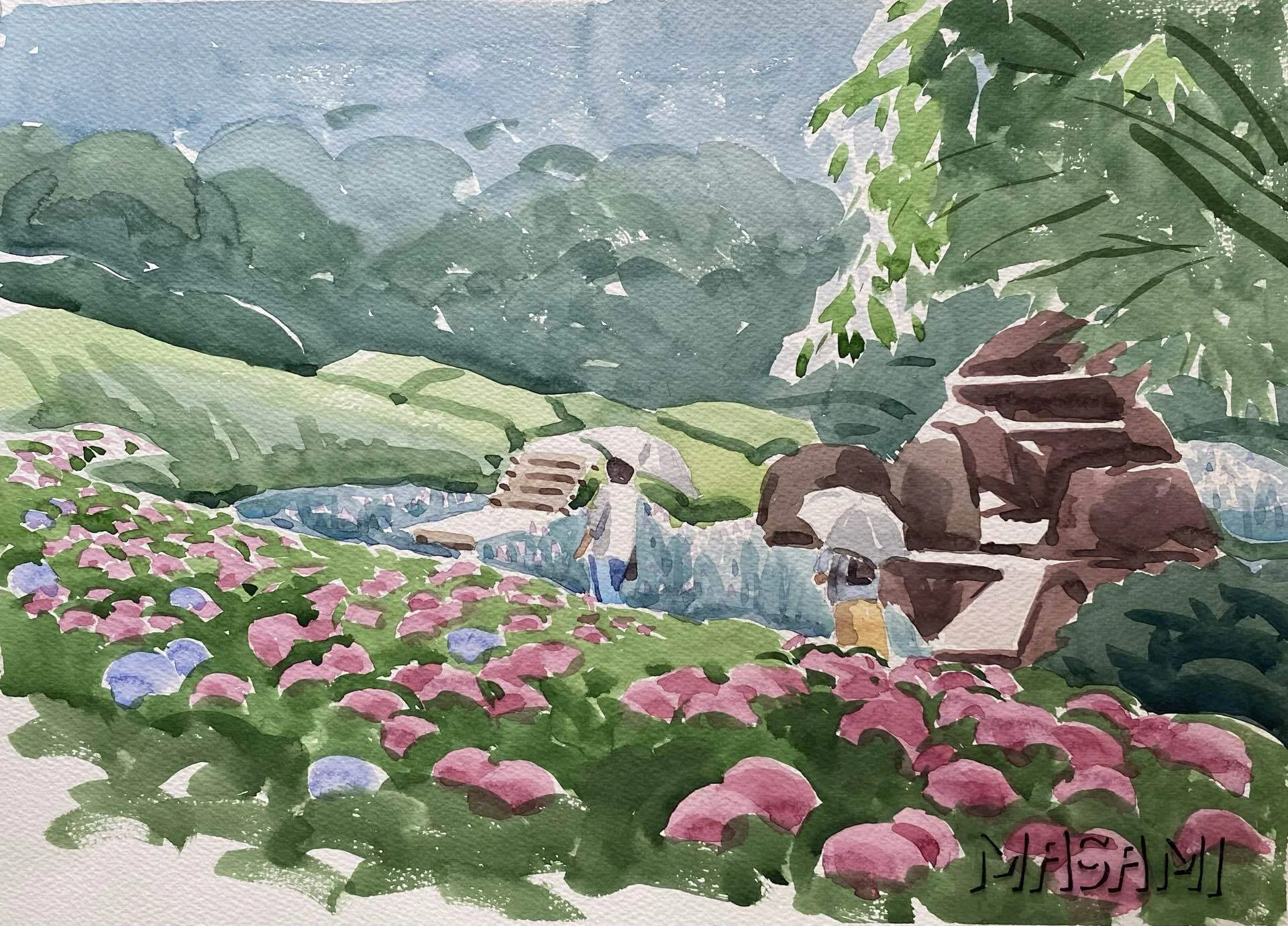 50 Masami Kamizono's Watercolor Paintings: Hydrangea Weather BGM