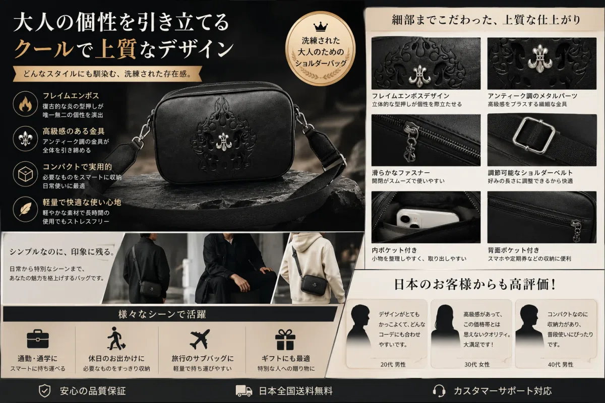 クロムハーツ レザー カメラバッグ｜大人の存在感を引き立てるブラック