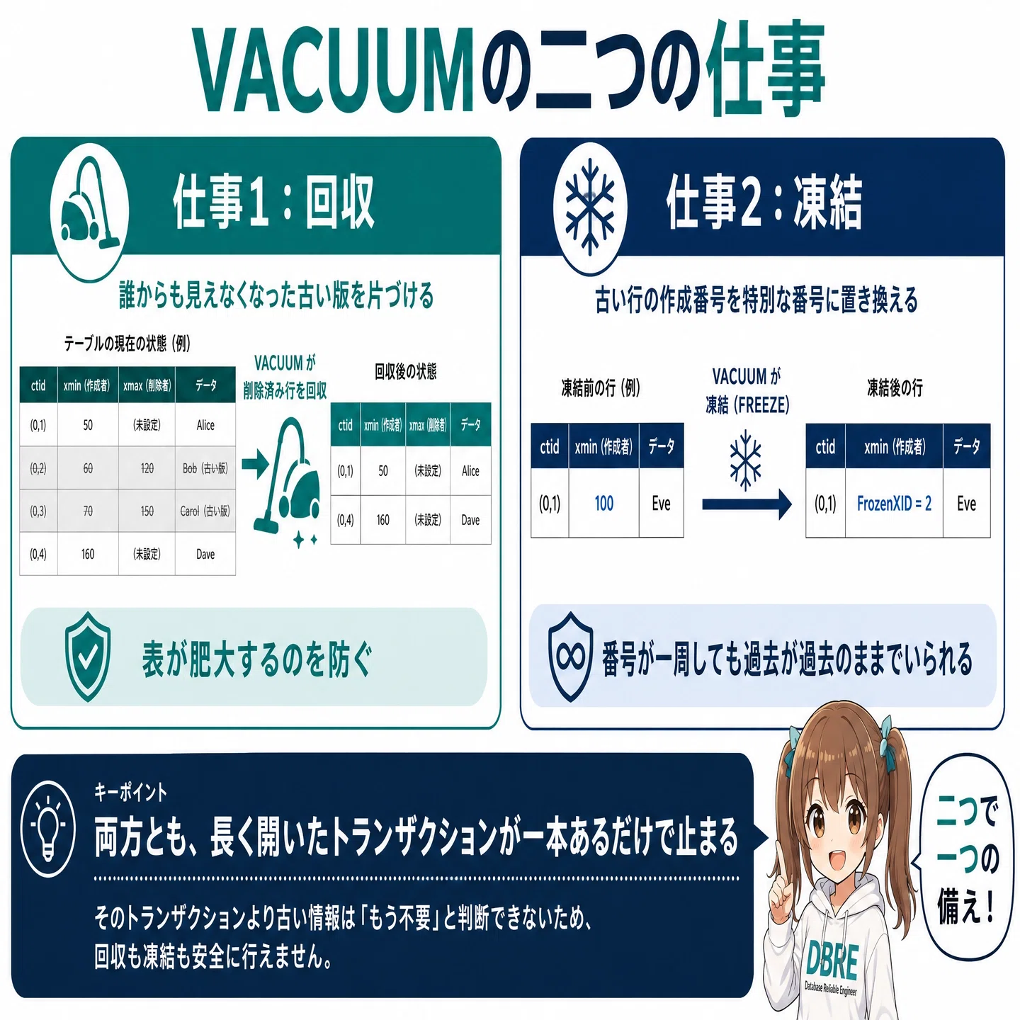 バキューム　動作確認み　取引限定 第 14 回 VACUUM と周回する番号 消えない過去を、いつ片づけるか