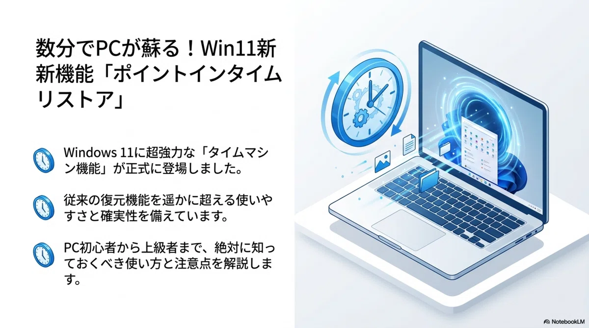 [Win11 신기능 포인트 인 타임 리스토어] 몇 분 만에 PC 복구! 문제 발생 전 상태로 되돌리는 방법 및 설정 절차 해설 ...