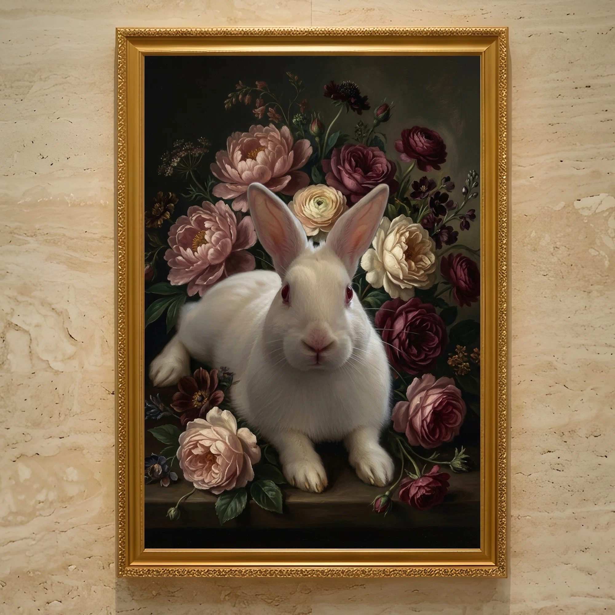 ニュージーランドホワイトの花の油絵風アート額装プリントができました