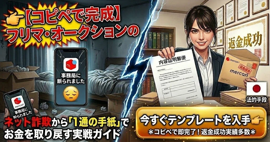 👉【コピペで完成】フリマ・オークションのネット詐欺から「1通の手紙」でお金を取り戻す実戦ガイド