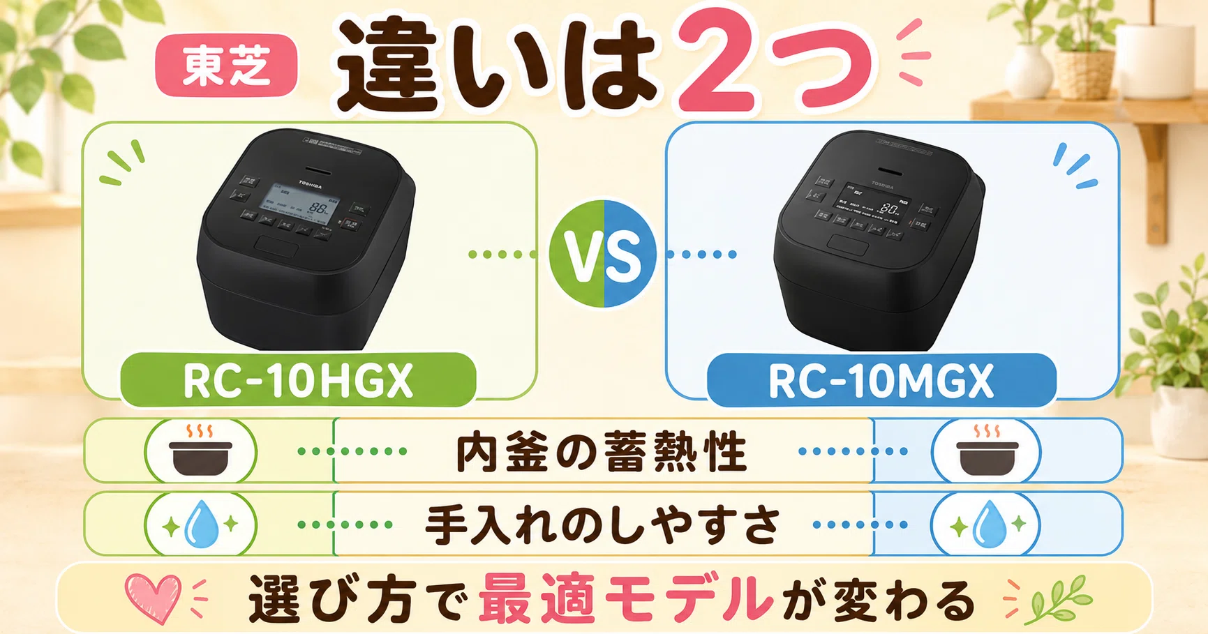 徹底比較】東芝RC-10HGXとRC-10MGXの違いを解説！どっちが買い？｜炊飯 