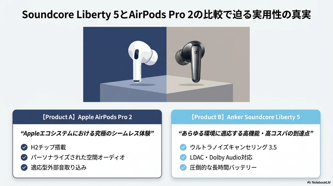 Soundcore Liberty 5とAirPods Pro 2の比較で迫る実用性の真実｜「徹底