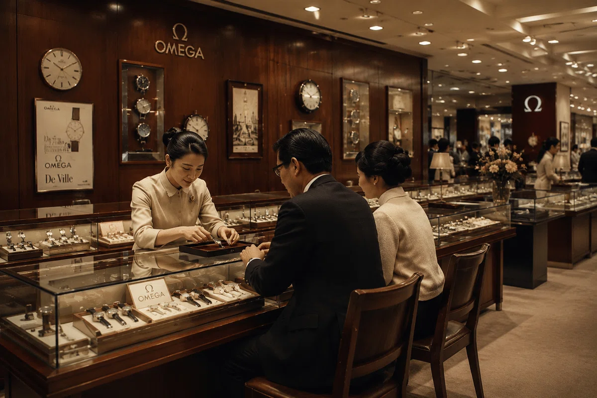 1970年頃の日本の主要百貨店のイメージ（AIによる生成）